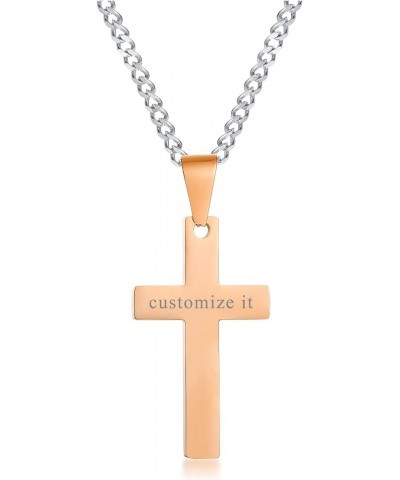 Personalized Customize Stainless Steel Polished Plain Simple Cross Pendant Necklace for Men Women, 24" Chain Rose Gold $9.00 ...