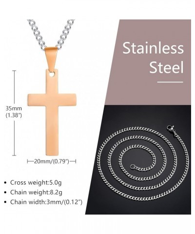 Personalized Customize Stainless Steel Polished Plain Simple Cross Pendant Necklace for Men Women, 24" Chain Rose Gold $9.00 ...