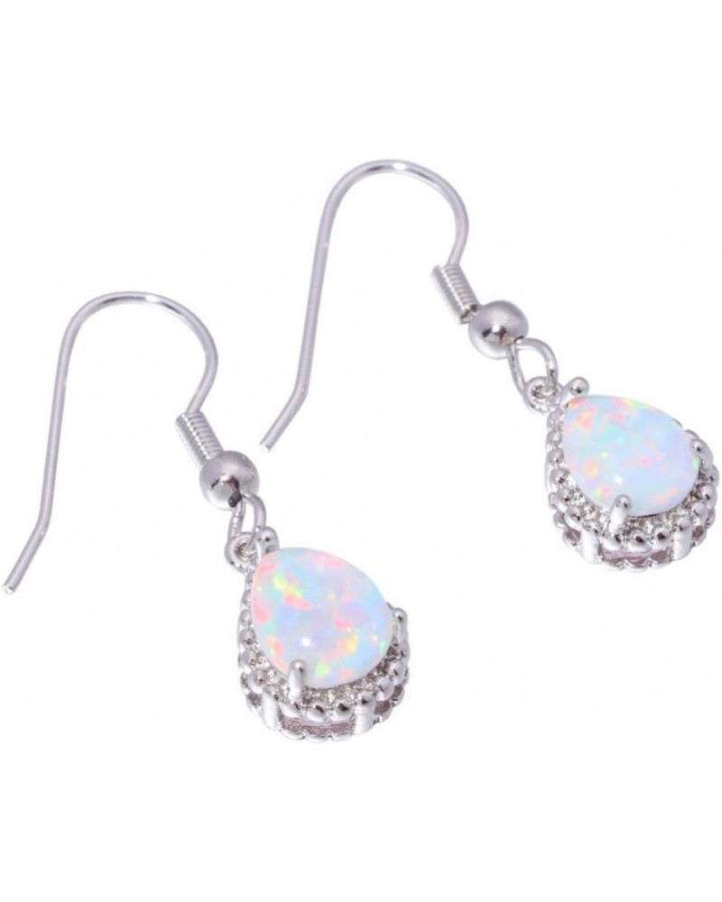 Teardrop Earrings Created White Fire Opal Jewelry Gemstone Dangle Earrings for Women Useful and Practical $5.33 Earrings