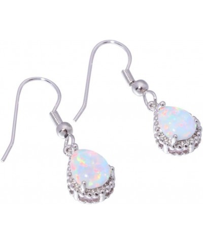 Teardrop Earrings Created White Fire Opal Jewelry Gemstone Dangle Earrings for Women Useful and Practical $5.33 Earrings