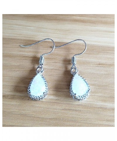 Teardrop Earrings Created White Fire Opal Jewelry Gemstone Dangle Earrings for Women Useful and Practical $5.33 Earrings