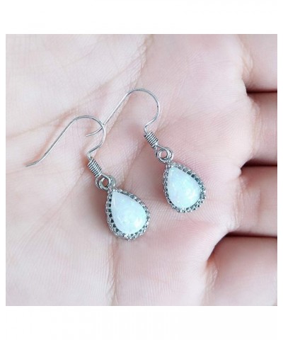 Teardrop Earrings Created White Fire Opal Jewelry Gemstone Dangle Earrings for Women Useful and Practical $5.33 Earrings