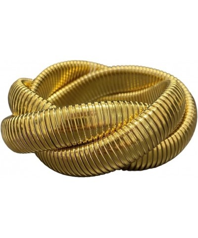 Gold Flat Stretch Collar Necklace or Bracelet 3 Row Twist $45.50 Bracelets