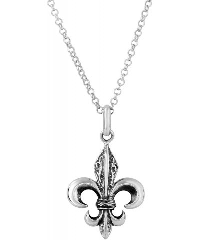 Oxidized Sterling Silver Fleur De Lis Necklace, 18 $34.32 Necklaces