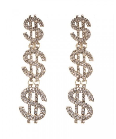 Dollar Earrings Oversized Rhinestone Sparkle Money Sign Golden for Women Dancing Party Festival Jewelry $9.59 Earrings