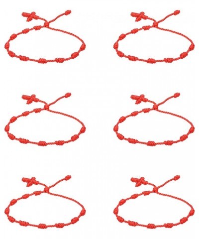 6Pcs Braided Red Cord Knot String Bracelet Amulet for Protection Adjustable Rainbow Strand Thread Kabbalah Ankle Bracelet Goo...