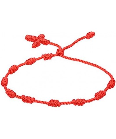 6Pcs Braided Red Cord Knot String Bracelet Amulet for Protection Adjustable Rainbow Strand Thread Kabbalah Ankle Bracelet Goo...