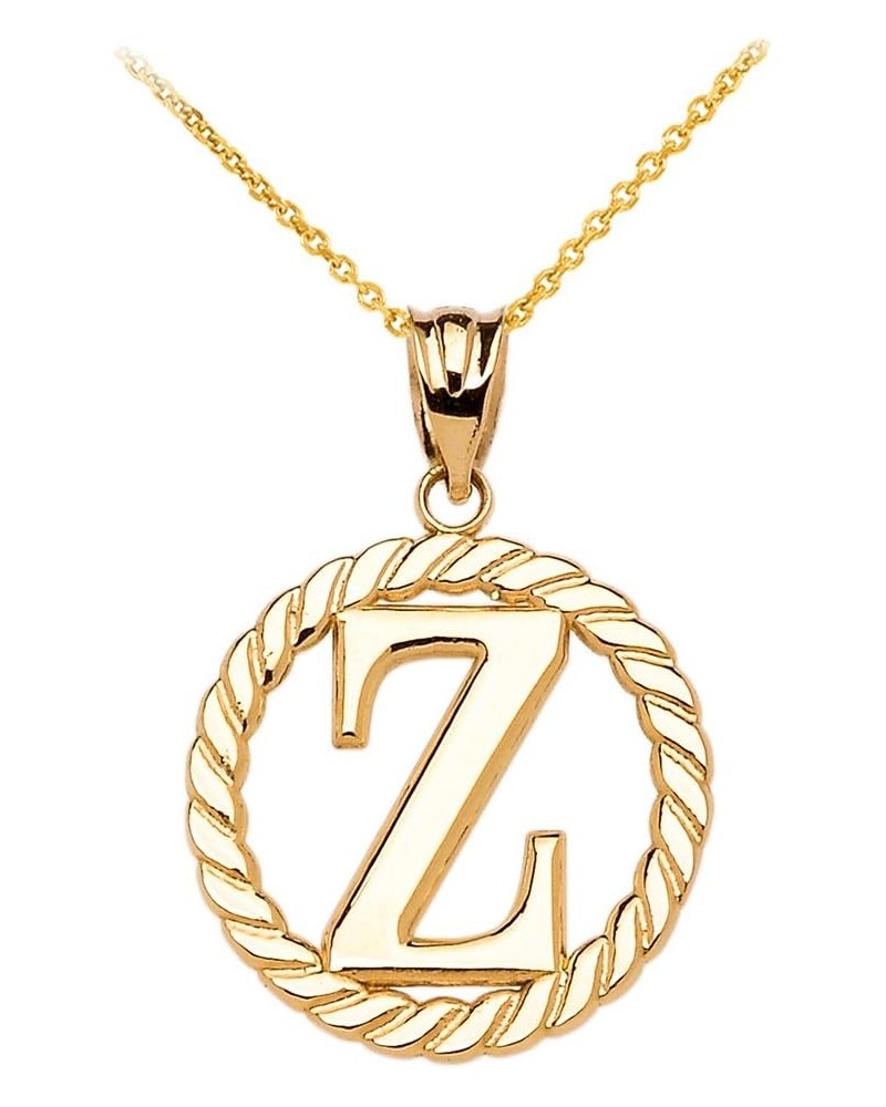 10k Yellow Gold Roped Circle "A-Z" Initial Pendant Necklace 22.0 Inches Z $76.99 Necklaces