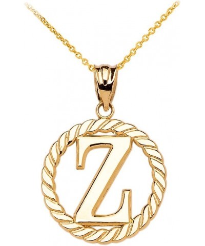 10k Yellow Gold Roped Circle "A-Z" Initial Pendant Necklace 22.0 Inches Z $76.99 Necklaces