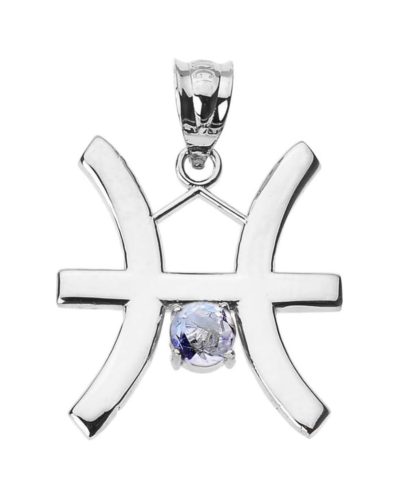 Elegant Sterling Silver 12 Personalized Zodiac Birthstone Cubic Zirconia Charm Pendant Pisces $14.70 Necklaces