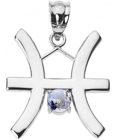 Elegant Sterling Silver 12 Personalized Zodiac Birthstone Cubic Zirconia Charm Pendant Pisces $14.70 Necklaces