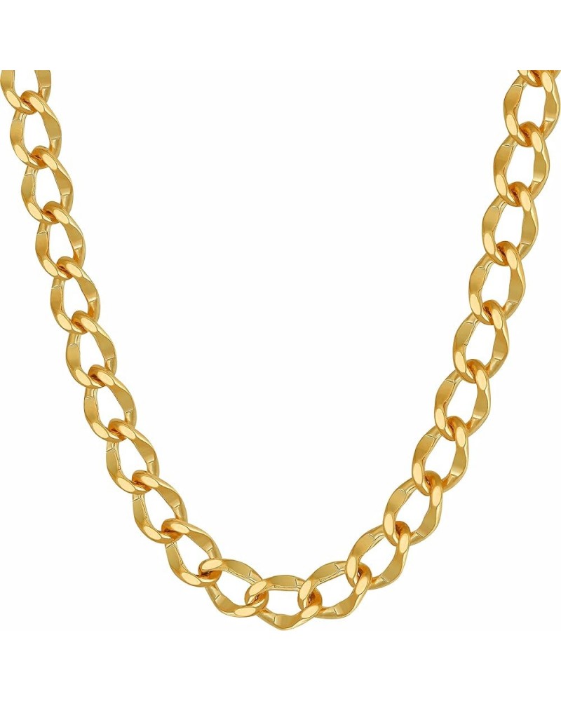 Diamond Cut Curb Link Chain Necklaces for Men & Women 24k Gold Plated (4mm 5.5mm 7mm) 18 inches 7mm Gold $26.63 Necklaces