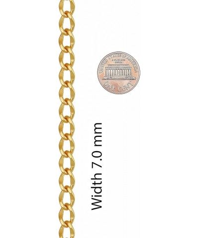 Diamond Cut Curb Link Chain Necklaces for Men & Women 24k Gold Plated (4mm 5.5mm 7mm) 18 inches 7mm Gold $26.63 Necklaces