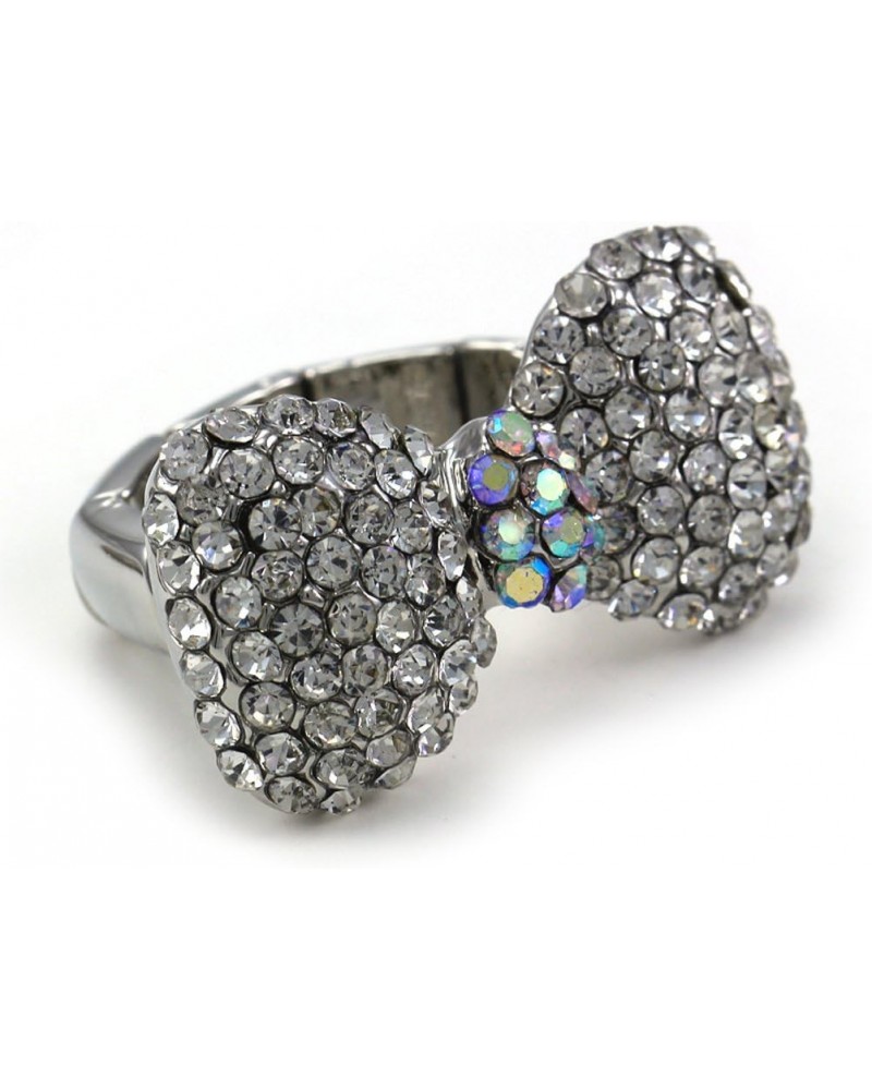 Clear Ribbon Bow Tie Bowknot Cocktail Ring Adjustable Stretch Band Costume Jewelry $9.35 Rings