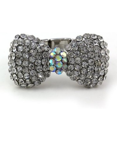 Clear Ribbon Bow Tie Bowknot Cocktail Ring Adjustable Stretch Band Costume Jewelry $9.35 Rings