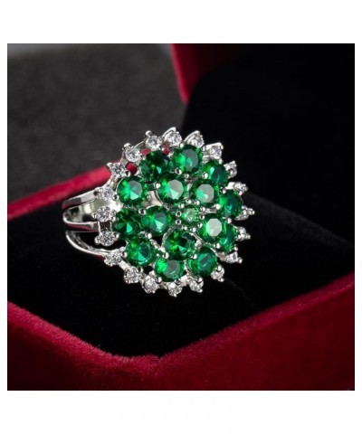 Gorgeous Vintage Ring Oval Green Zircon CZ Pave Flower Cocktail Band Ring For Women Girls Engagement Wedding Party Jewelry Ch...