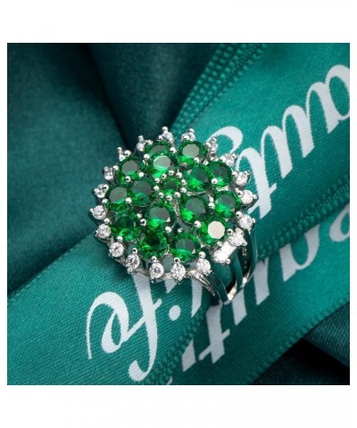 Gorgeous Vintage Ring Oval Green Zircon CZ Pave Flower Cocktail Band Ring For Women Girls Engagement Wedding Party Jewelry Ch...