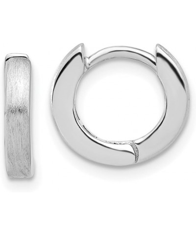 Sterling Silver Rhodium-plated Brushed 3x13mm Hinged Hoop Earrings $27.94 Earrings