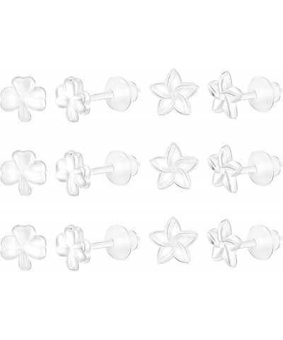 6 Pairs Clear Earrings for Sports Work Pairs Plastic Hypoallergenic Earring Posts Invisible Earrings Plastic Earrings for Sen...