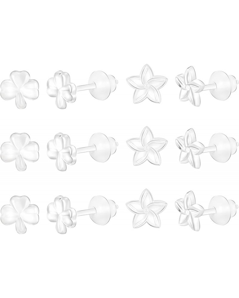 6 Pairs Clear Earrings for Sports Work Pairs Plastic Hypoallergenic Earring Posts Invisible Earrings Plastic Earrings for Sen...