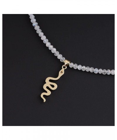 Womens Snake Pendant Semi-precious Crystal Beaded Necklace Moonstone $10.50 Necklaces