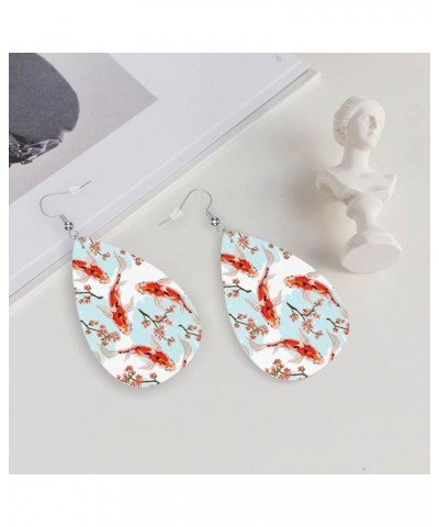 Earrings Anchor Leather Earring Teardrop Dangle Lightweight Water Drop Dangle For Women Girl Koi Fish $7.13 Earrings