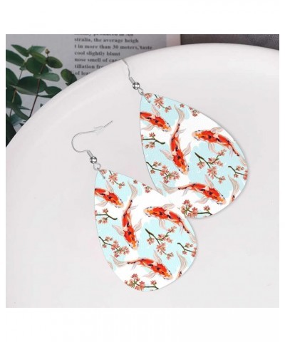 Earrings Anchor Leather Earring Teardrop Dangle Lightweight Water Drop Dangle For Women Girl Koi Fish $7.13 Earrings