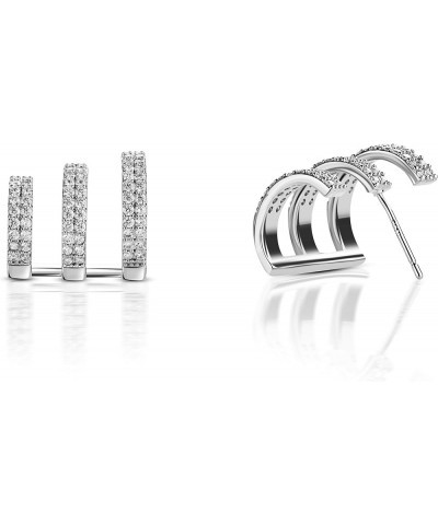 Triple Stack Ear Hug - Hypoallergenic Earrings For Women, Exquisite Cubic Zirconia Silver $7.69 Earrings