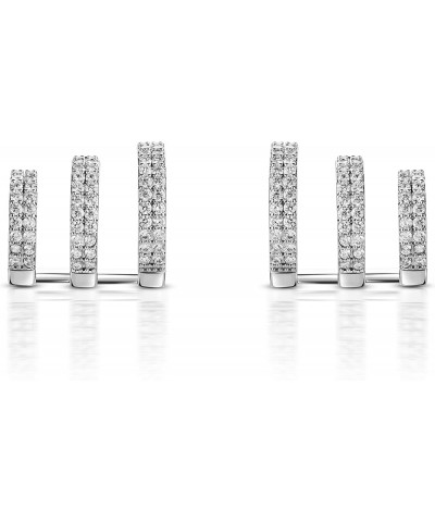 Triple Stack Ear Hug - Hypoallergenic Earrings For Women, Exquisite Cubic Zirconia Silver $7.69 Earrings