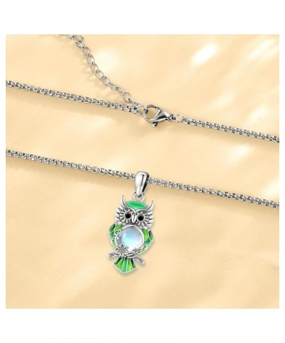 Cat/Owl/Dolphin/Turtle Necklace Sterling Silver Moonstone Abalone Shell Crystal Opal Cute Animals Pendant Jewelry Gift for Wo...