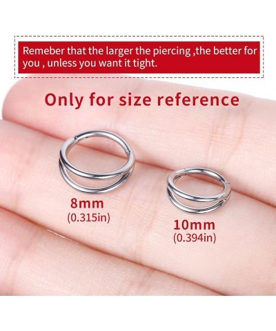 G23 Titanium 16G Cartilage Septum Hoop Piercing Jewelry Double Row Plated CZ Beads Conch Nose Rings Tragus for Women Men Girl...