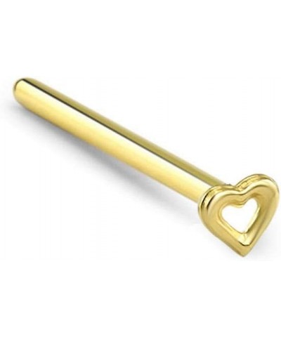 14k Solid Yellow Gold Nose Ring, Stud, Nose Screw, L Bend, Nose Bone Hollow Heart 22G 20G or 18G 22 Gauge - Straight $16.65 B...