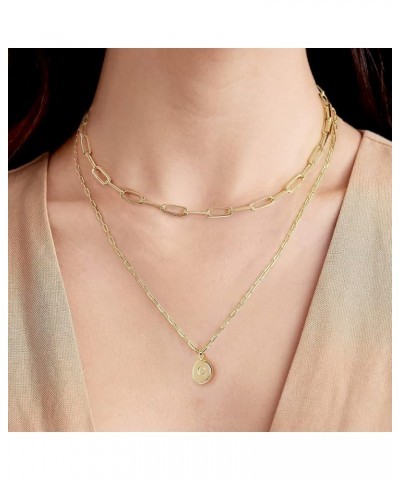 Gold Layered Necklaces for Women Initial Necklaces for Women Paperclip Chain Necklaces 14K Gold Plated Choker Necklace Letter...