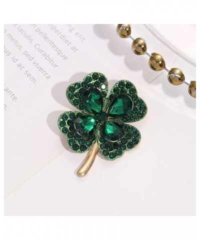 Rhinestone Green Shamrock Brooches St Patricks Day Accessories Vintage Irish Enamel Pin Crystal St Patricks Day Pin Green $7....