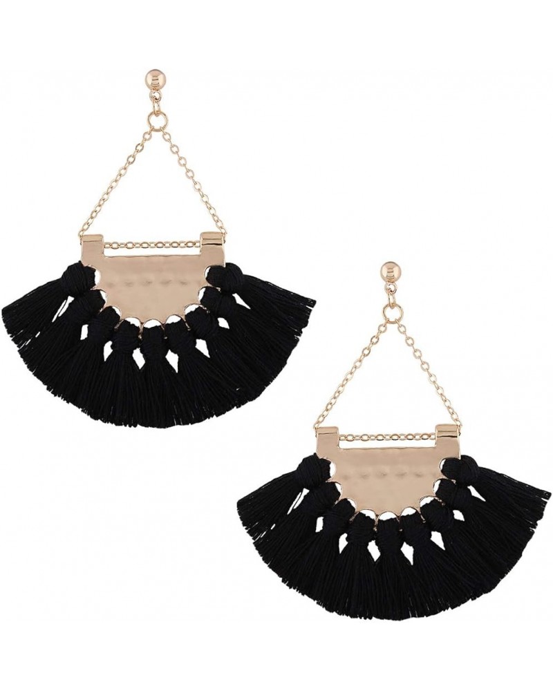 Womens Tassels Earrings Bohemian Tassel Drop Vintage Retro Tassel Dangle Boho Drop Earrings Eardrop for Women Black $8.27 Ear...