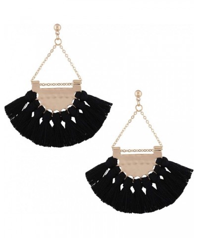 Womens Tassels Earrings Bohemian Tassel Drop Vintage Retro Tassel Dangle Boho Drop Earrings Eardrop for Women Black $8.27 Ear...