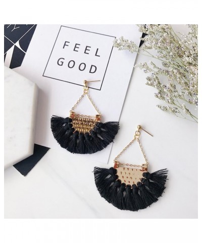 Womens Tassels Earrings Bohemian Tassel Drop Vintage Retro Tassel Dangle Boho Drop Earrings Eardrop for Women Black $8.27 Ear...