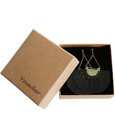 Womens Tassels Earrings Bohemian Tassel Drop Vintage Retro Tassel Dangle Boho Drop Earrings Eardrop for Women Black $8.27 Ear...