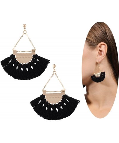 Womens Tassels Earrings Bohemian Tassel Drop Vintage Retro Tassel Dangle Boho Drop Earrings Eardrop for Women Black $8.27 Ear...