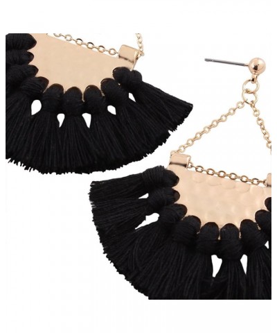 Womens Tassels Earrings Bohemian Tassel Drop Vintage Retro Tassel Dangle Boho Drop Earrings Eardrop for Women Black $8.27 Ear...