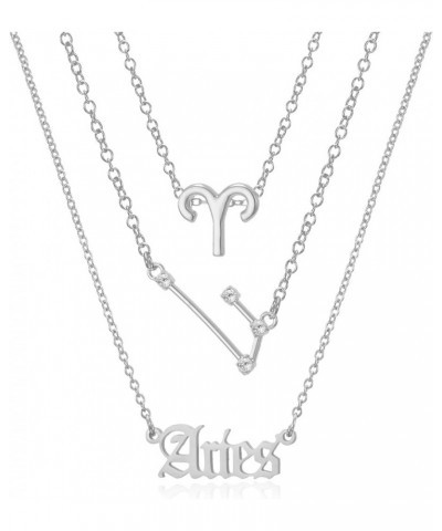 3pcs Zodiac Necklaces 12 Constellation Pendant Necklace Astrology Horoscope Old English Zodiac Sign Necklace Jewelry with Mes...