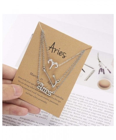 3pcs Zodiac Necklaces 12 Constellation Pendant Necklace Astrology Horoscope Old English Zodiac Sign Necklace Jewelry with Mes...