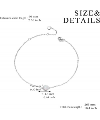 Sterling Silver Created Opal Anklets Dainty Foot Ankle Bracelets for Women Girls White Disc-silver $11.48 Anklets