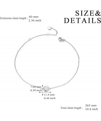 Sterling Silver Created Opal Anklets Dainty Foot Ankle Bracelets for Women Girls White Disc-silver $11.48 Anklets