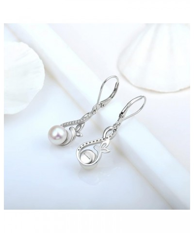 Women Pearl Earrings 925 Sterling Silver Celtic Infinity Dangle & Drop Earrings with 8mm Freshwater Pearl Jewelry pearl butte...