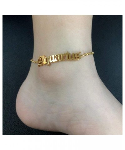 Zodiac Sign Anklet for Women, 12 Constellation Ankle Bracelets Gold Silver Horoscope Anklet Adjustable Foot Chain Dainty Brit...