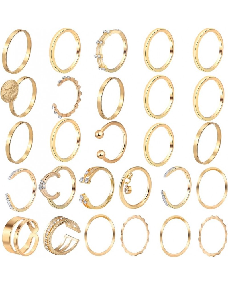 18-31 Pcs Knuckle Rings for Women Stackable Rings Sets Girls Vintage Joint Finger Rings Gold Rings Set for Women Men Hollow C...