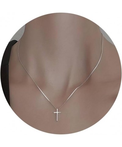 Cross Necklace for Women, 14K Gold Plated Cross Pendant Dainty Layered Chain Necklace Jewelry Gifts for Girls Silver2 $6.62 N...