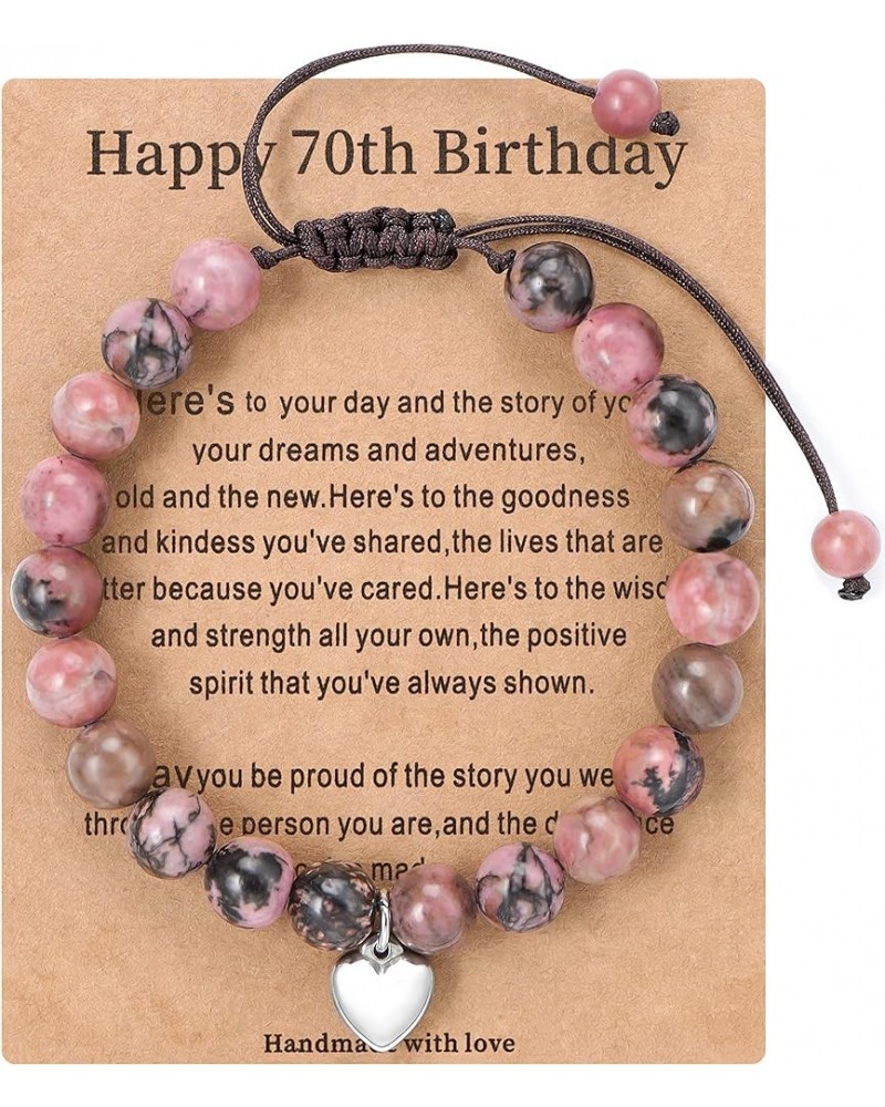 8mm Natural Stone Birthday Bracelets For Women Protection Bracelets For Women Birthday Gift For 16 18 21 39 65 Black line Rho...