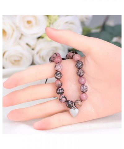 8mm Natural Stone Birthday Bracelets For Women Protection Bracelets For Women Birthday Gift For 16 18 21 39 65 Black line Rho...